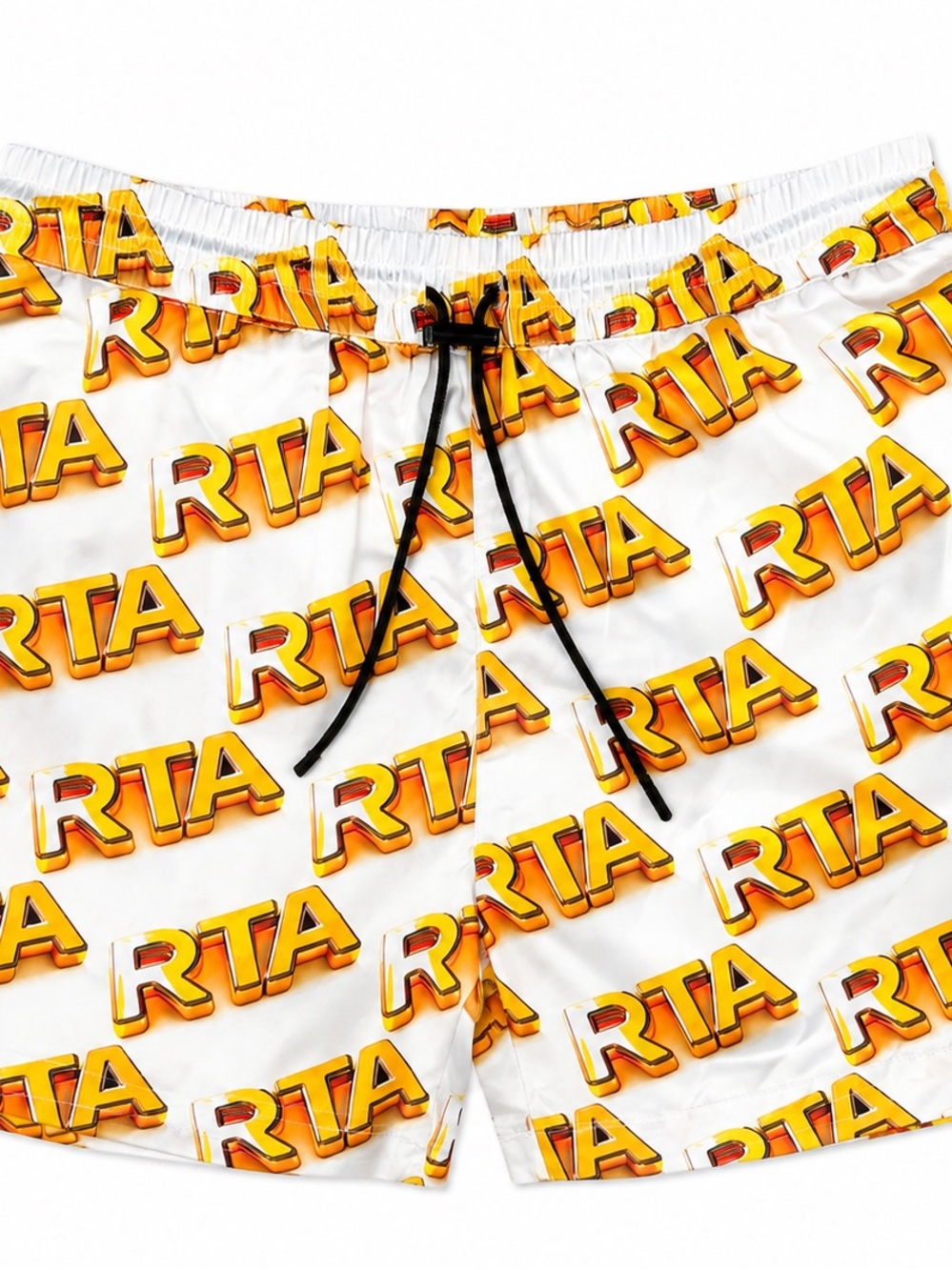 RtA White Shorts with Yellow Logo Print